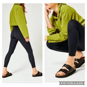 Item M6 Soft Ribbed Leggings Solid Black All Day Conscious Light Compression NWT